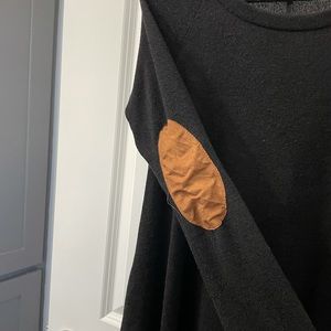 Black sweater dress, patched elbow